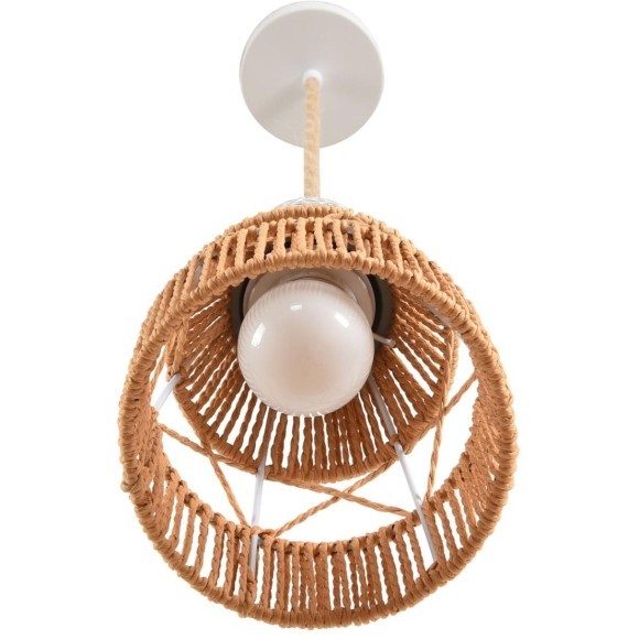 8367/1B Подвесной светильник с серо-коричневым плафоном из натурального джутового шнура и белым основанием, под лампу E27 LUMION BOHO ECO 8367/1B Подвесной светильник с серо-коричневым плафоном из натурального джутового шнура и белым основанием, под лампу E27 LUMION BOHO ECO