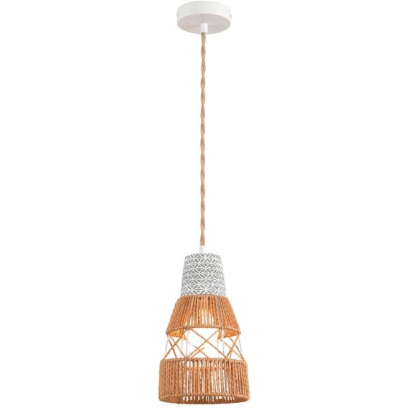 8367/1B Подвесной светильник с серо-коричневым плафоном из натурального джутового шнура и белым основанием, под лампу E27 LUMION BOHO ECO 8367/1B Подвесной светильник с серо-коричневым плафоном из натурального джутового шнура и белым основанием, под лампу E27 LUMION BOHO ECO