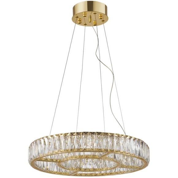 Светодиодная подвесная люстра с пультом ДУ в виде кольца с хрусталиками Favourite 4780-5P