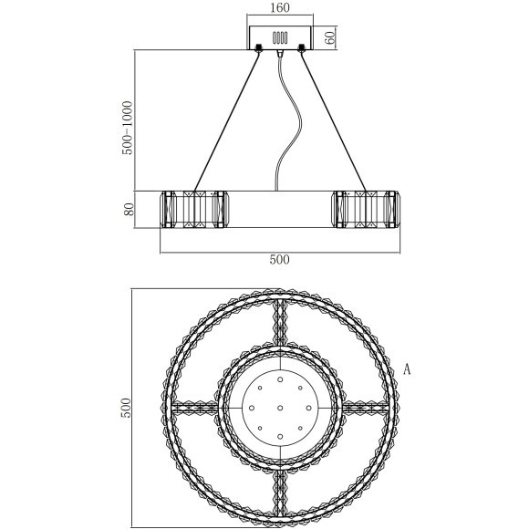 Светодиодная подвесная люстра с пультом ДУ в виде кольца с хрусталиками Favourite 4780-5P