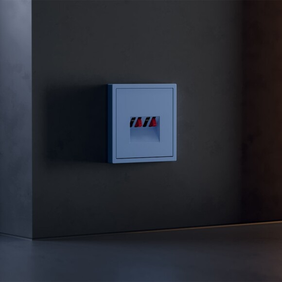 VLS001515 Накладка для розетки акустической 4-местной для подключения звуковоспроизводящих устройств (для проводов сечением 0,5 — 4 ММ²) синего джинсового цвета VOLTUM S70 (деним)