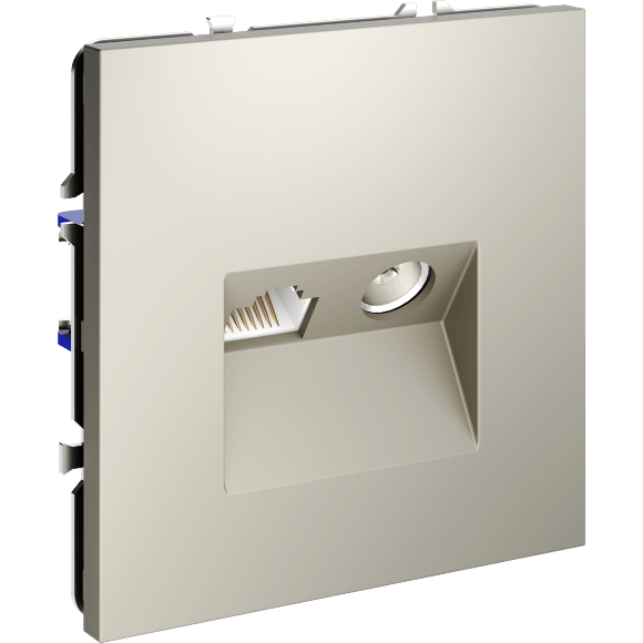 VLS060703 Розетка компьютерная RJ45 и ТV Телевизионная оконечная для антренных кабелей RG6 или РК 75-4,8-31. Патчкорд категории 6Е (для проводов CAT5-CAT6 до 10 Гбит/сек) кашемирового цвета VOLTUM S70 (кашемир)