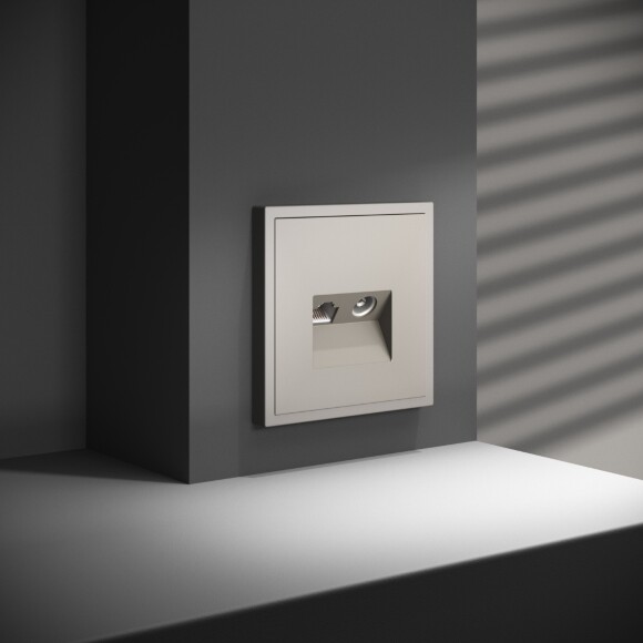 VLS060703 Розетка компьютерная RJ45 и ТV Телевизионная оконечная для антренных кабелей RG6 или РК 75-4,8-31. Патчкорд категории 6Е (для проводов CAT5-CAT6 до 10 Гбит/сек) кашемирового цвета VOLTUM S70 (кашемир)