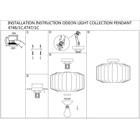 Подвесной светильник с 1 плафоном Odeon Light 4746/1 BINGA под лампу 1xE27 60W