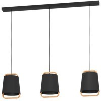 390186 Подвес CAMALOZA, 3x40W(E27), сталь, дерево, черный, коричневый