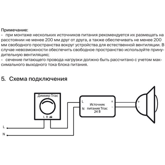 734006 Блок питания 50Вт , 220-24В, с поддержкой диммирования по TRIAC и MOSFET (диап. дим 20-90%)