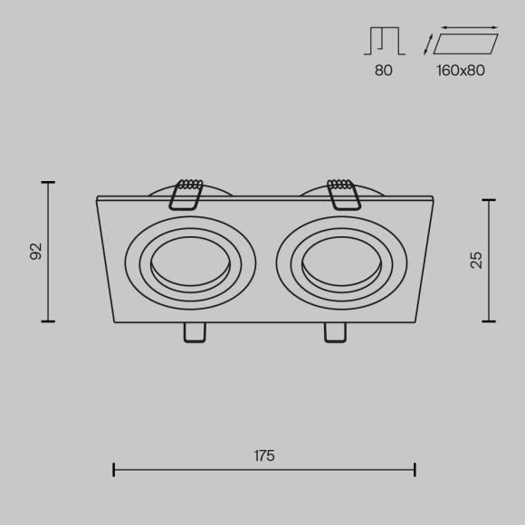 Встраиваемый светильник Maytoni DL024-2-02B Atom под лампы 2xGU10 50W