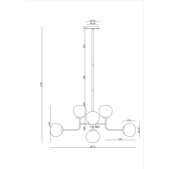 Люстра на штанге Maytoni MOD221-PL-08-N Erich под лампы 8xE14 40W