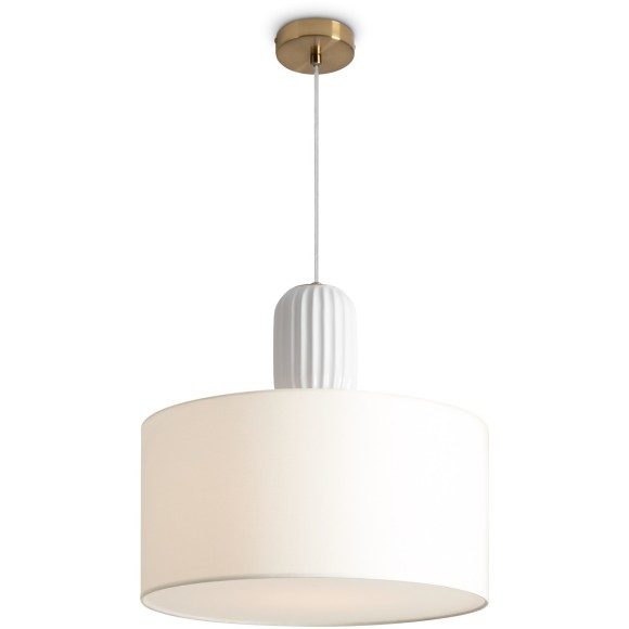 Подвесной светильник с тканевым плафоном и керамическим основанием E27 Freya Ceram FR5491PL-01BS