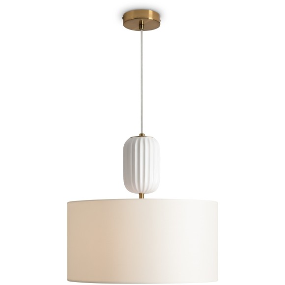 Подвесной светильник с тканевым плафоном и керамическим основанием E27 Freya Ceram FR5491PL-01BS