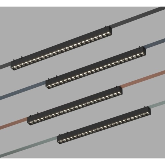 DK5672-BK Cветильник для трека-ремня Belty Smart, серия Grill, со светодиодом, L642*W40*H45мм, 48V DC, 24W, RA90, 24°, 2700-6000K, IP20, черный, алюминий