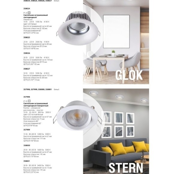 Встраиваемый светильник Novotech 358024 GLOK светодиодный LED 10W