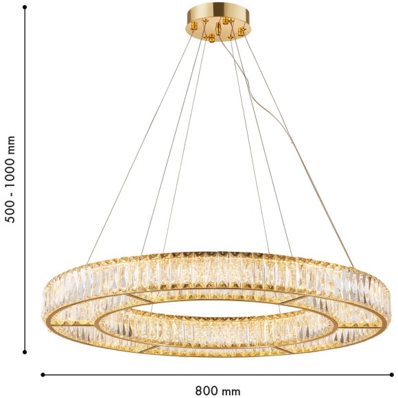 Светодиодная подвесная люстра с пультом ДУ в виде кольца с хрусталиками Favourite 4780-8P