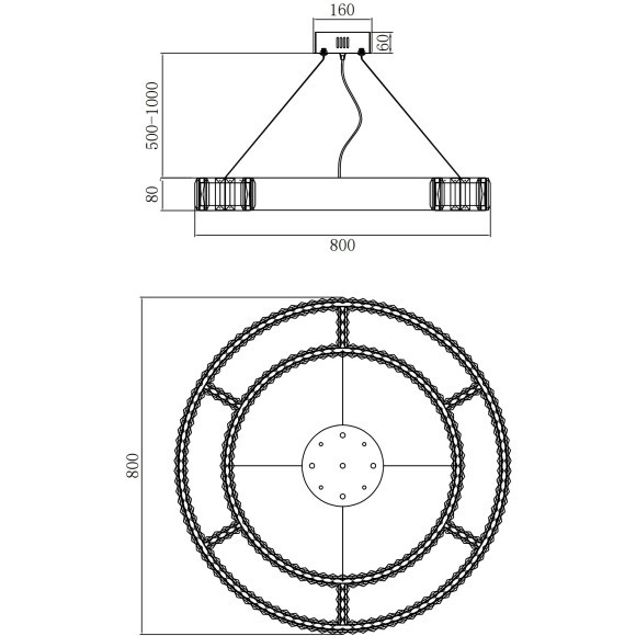 Светодиодная подвесная люстра с пультом ДУ в виде кольца с хрусталиками Favourite 4780-8P