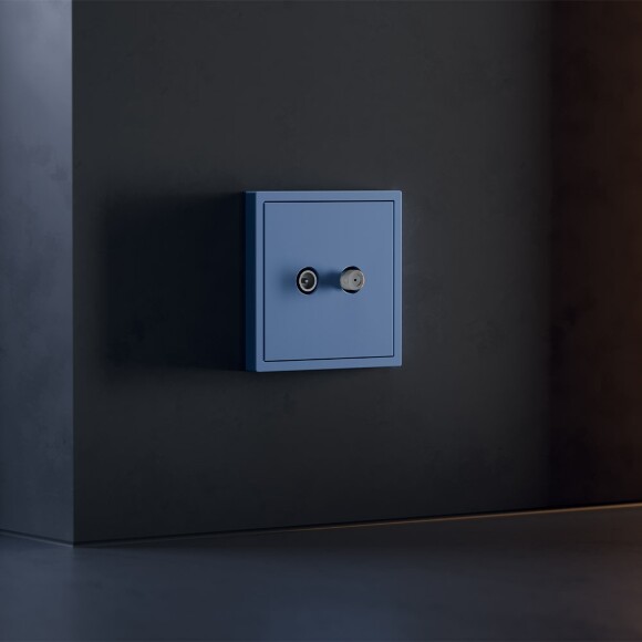 VLS001615 Накладка для розетки телевизионной оконечной TV+SAT (Телевизионный + Спутниковый) синего джинсового цвета VOLTUM S70 (деним)