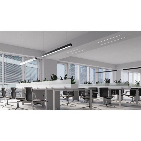 Maytoni LL312031 Готовый линейный коммерческий подвесной профиль-светильник 2000x40x40мм, с черным корпусом и белым рассеивателем, лента, блок питания и тросы в комплекте, 40Вт 2400Лм 3000К 120° CRI90 IP33