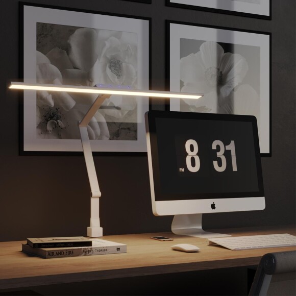 Novotech STUDI 359968 Белая настольная лампа с сенсорным диммером, повышенный индекс цветопередачи, порт зарядки USB Type A и Type-C, струбцина, датчик освещенности, LED 24Вт 4000K CRI98 1670Лм IP20 220V Novotech STUDI 359968 Белая настольная лампа с сенсорным диммером, повышенный индекс цветопередачи, порт зарядки USB Type A и Type-C, струбцина, датчик освещенности, LED 24Вт 4000K CRI98 1670Лм IP20 220V