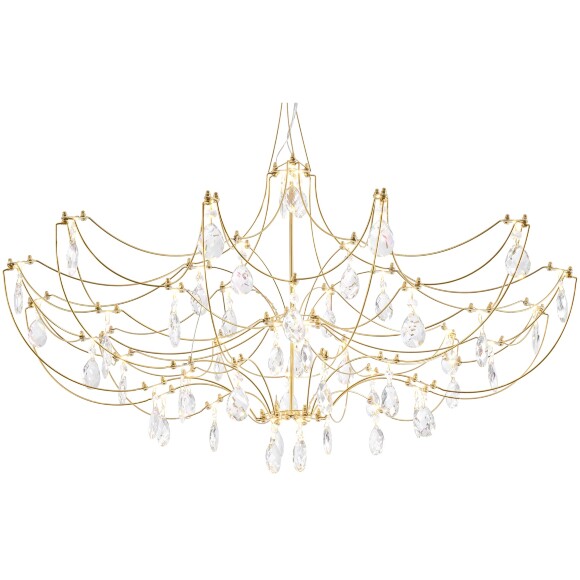 Freya FR6138PL-L30BS Люстра подвесная светодиодная, металл латунь, хрустальные подвески, диаметр 90см, макс. высота 150см, LED 30Вт 3000K 2400Лм CRI80 120° IP20 220В