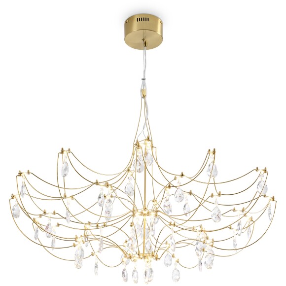 Freya FR6138PL-L30BS Люстра подвесная светодиодная, металл латунь, хрустальные подвески, диаметр 90см, макс. высота 150см, LED 30Вт 3000K 2400Лм CRI80 120° IP20 220В