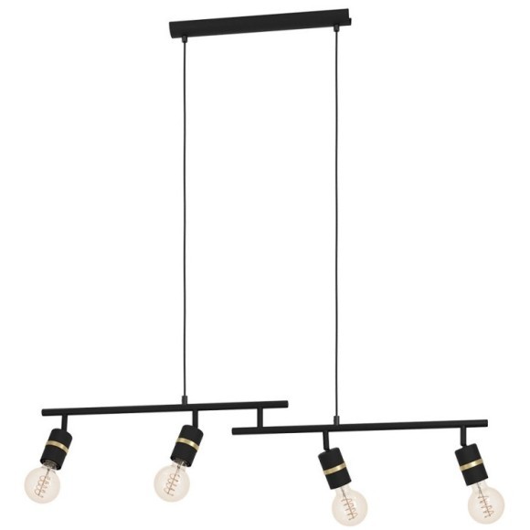 900177 Подвесной потолочный светильник LURONE, 4x10W, E27, L1000, B50, H1100, сталь, черный, латунь