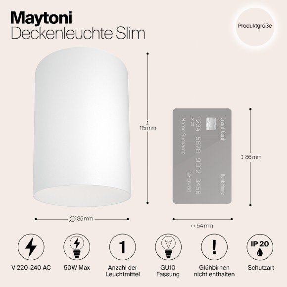Накладной потолочный светильник Maytoni C014CL-01W Slim под лампу 1xGU10 50W Накладной потолочный светильник Maytoni C014CL-01W Slim под лампу 1xGU10 50W