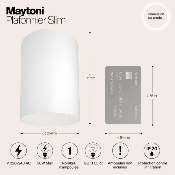 Накладной потолочный светильник Maytoni C014CL-01W Slim под лампу 1xGU10 50W Накладной потолочный светильник Maytoni C014CL-01W Slim под лампу 1xGU10 50W