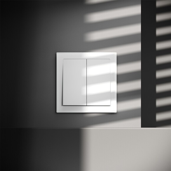 VLS020102 Выключатель встраиваемый двухклавишный белого матового цвета 10А (2200 Ватт) VOLTUM S70 (белый матовый)