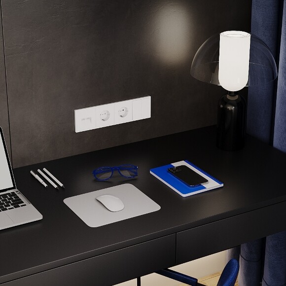 VLS020102 Выключатель встраиваемый двухклавишный белого матового цвета 10А (2200 Ватт) VOLTUM S70 (белый матовый)