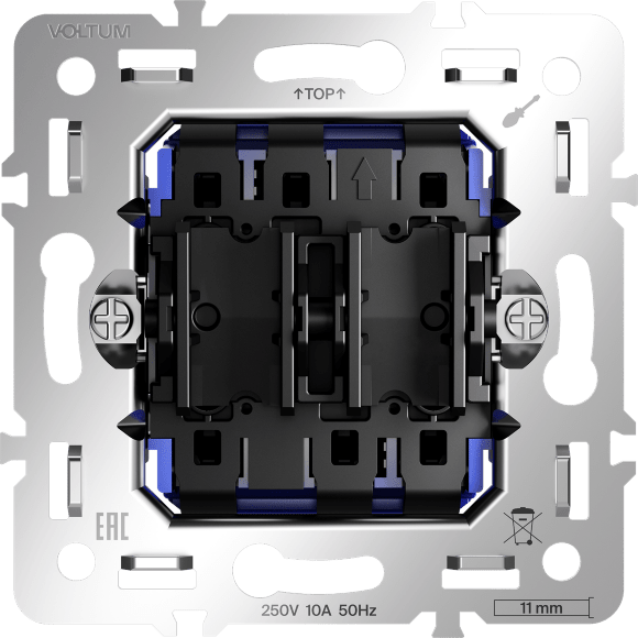 VLS0203M Механизм проходного переключателя двухклавишного на 10 ампер (2200 Ватт) VOLTUM S70