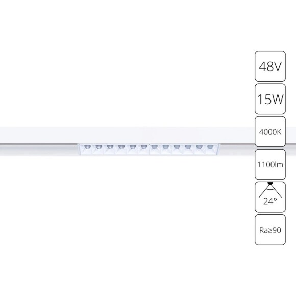 A4634PL-1WH Трековый магнитный светодиодный светильник Arte Lamp Linea 2.0 CRI90+ 4000К 1100Лм 24° 15Вт