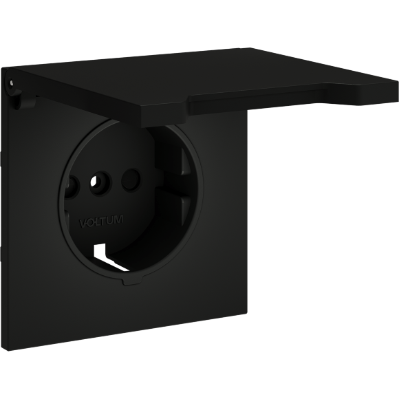 VLS000808 Накладка для розетки с заземлением, защитными шторками и защитной крышкой черного матового цвета VOLTUM S70 (черный матовый)