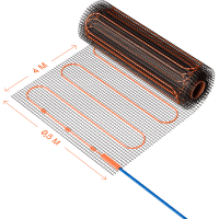 VLT01-200-2.0 Нагревательный мат (Теплый пол) длиной 4 метра и шириной полметра (0,5 метра) Voltum Т200 мощность 400Вт 200Вт/м², двужильный экранированный кабель, клеевая основа, укладка в плиточный клей/стяжку, гарантия 25 лет