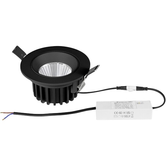 Lightstar SOFFI 212447IP65 Черный круглый встраиваемый поворотный влагозащищенный светильник диаметром 8.5см, с CCT переключателем цветовой температуры на драйвере, 10Вт 3000;4000;6000К 920Лм CRI90 38° IP65