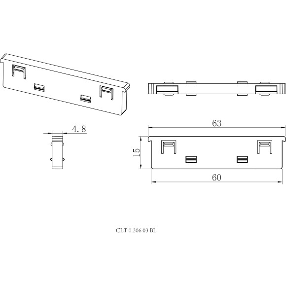 Crystal Lux CLT 0.206 03 BL 1408/120 Прямой соединитель питания для всех типов шинопроводов серии UX5 Crystal Lux CLT 0.206 03 BL 1408/120 Прямой соединитель питания для всех типов шинопроводов серии UX5