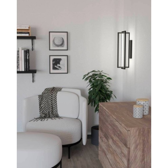 900467 Бра SIBERIA, LED 15,5W, 2200lm, L160, H300, A170, сталь, черный/пластик, белый