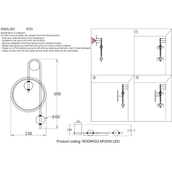 Бра Crystal Lux RODRIGO AP20W LED BLACK/GOLD Бра Crystal Lux RODRIGO AP20W LED BLACK/GOLD