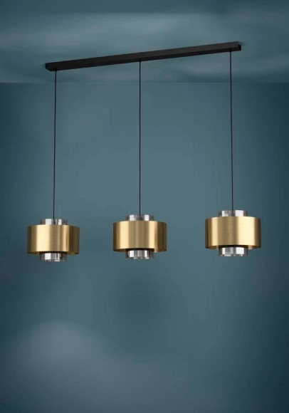 390067 DUGLIA Подвесная потолочная люстра с тремя лампами E27, 120Вт, металл, стекло, черный, золотой