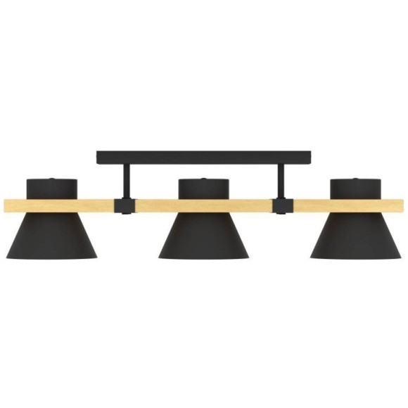 43955 Потолочный светильник MACCLES, 3X15W (E27), L780, B180, H205, сталь, дерево, черный, коричневый