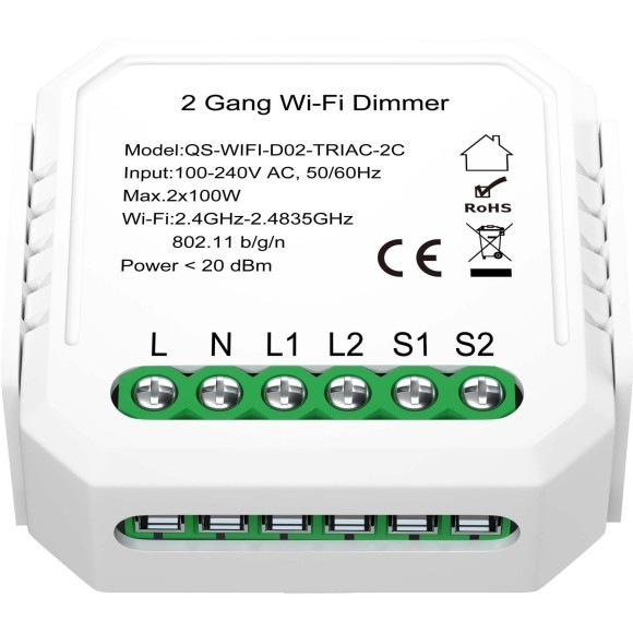 ST9000.500.02CDIM Двухканальное Wi-Fi реле-диммер ST-Luce Around ST9000.500.02CDIM Двухканальное Wi-Fi реле-диммер ST-Luce Around
