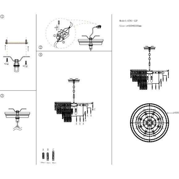 Люстра подвесная классическая хрустальная под лампы E14 Favourite 4781-12P