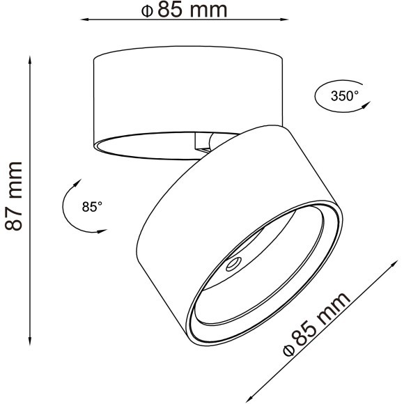 ST651.442.09 ST Luce Светильник потолочный, LED, 4000K 1х9W, 720Lm, Ra90, IP20, D85xH87, поворотный черный, угол 120°