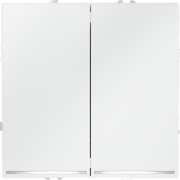 VLS020202 Выключатель встраиваемый с подсветкой двухклавишный белого матового цвета 10А (2200 Ватт) VOLTUM S70 (белый матовый)