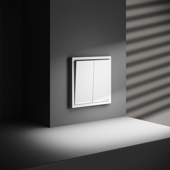 VLS020202 Выключатель встраиваемый с подсветкой двухклавишный белого матового цвета 10А (2200 Ватт) VOLTUM S70 (белый матовый)