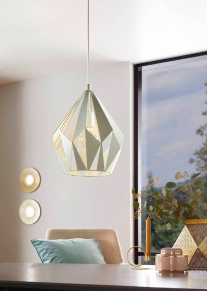 49026 EGLO CARLTON-P Подвесной светильник с патроном E27, 1x60Вт, пастельный светло-зеленый, винтаж, сталь