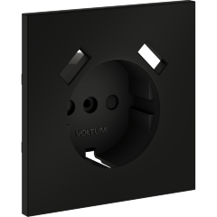 VLS000908 Накладка для розетки с заземлением и защитными шторками, с зарядкой от USB (ТИП A + ТИП A) черного матового цвета VOLTUM S70 (черный матовый)