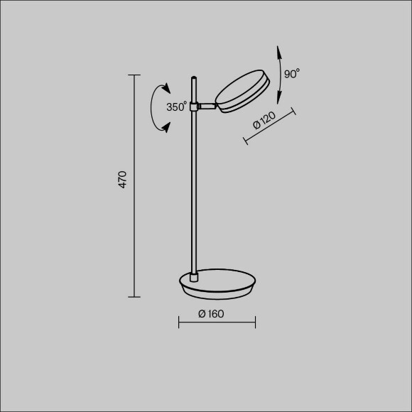 Настольная LED лампа Maytoni Fad MOD070TL-L8B3K 8Вт 3000K 420Лм 120° CRI80, матовый черный металл, металлический корпус, поворотный цилиндрический плафон, сенсорный диммер на корпусе