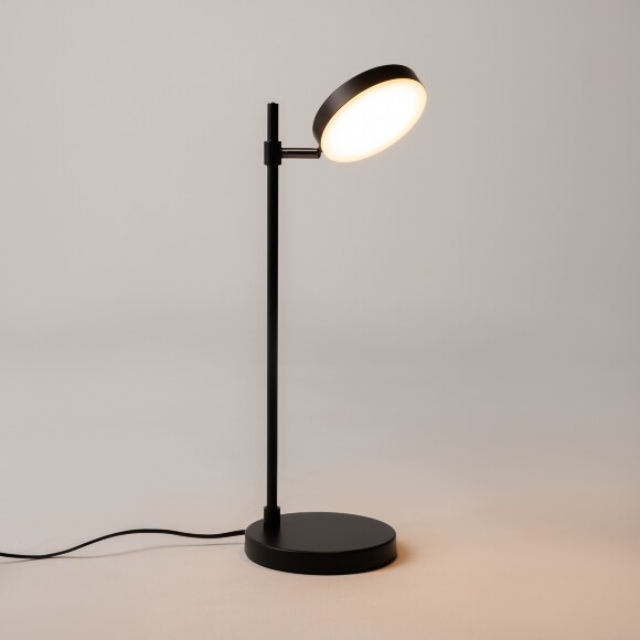 Настольная LED лампа Maytoni Fad MOD070TL-L8B3K 8Вт 3000K 420Лм 120° CRI80, матовый черный металл, металлический корпус, поворотный цилиндрический плафон, сенсорный диммер на корпусе