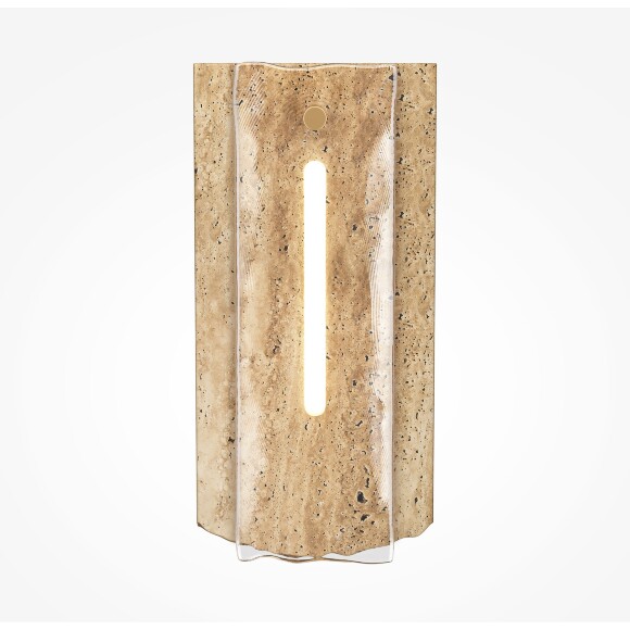 Maytoni Ventana MOD523WL-L15BG3K Светильник настенный светодиодный, основание из натурального камня (травертин), металл латунь, стекло прозрачное LED 15Вт 3000K 750Лм CRI90 120° IP20 220В