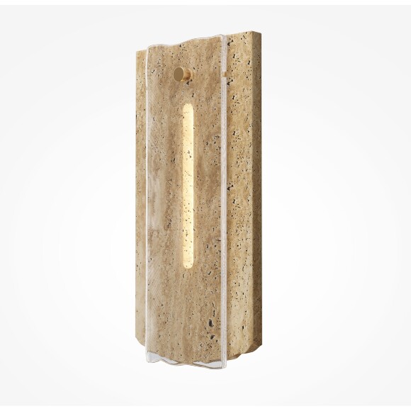 Maytoni Ventana MOD523WL-L15BG3K Светильник настенный светодиодный, основание из натурального камня (травертин), металл латунь, стекло прозрачное LED 15Вт 3000K 750Лм CRI90 120° IP20 220В