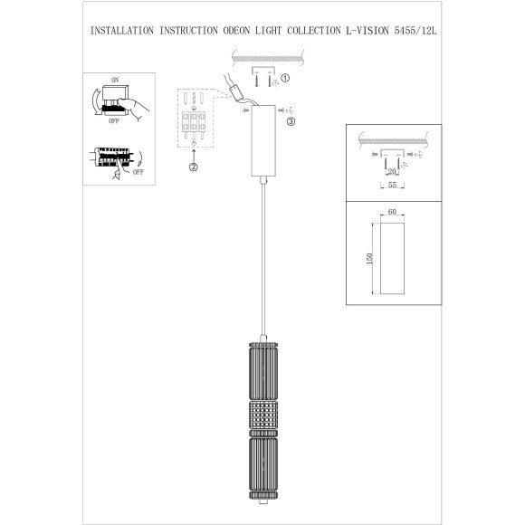 5455/12L Подвесной светодиодный светильник с латунным металлом, премиум серия, 12Вт 887Лм 4000K CRI80 ODEON LIGHT Exclusive COLLIER